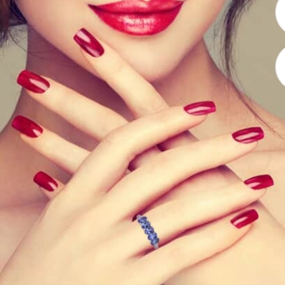 Genuine 5 Oval Tanzanites in Platinum over Sterling Silver Ring Sz ! NEW - Picture 5 of 9